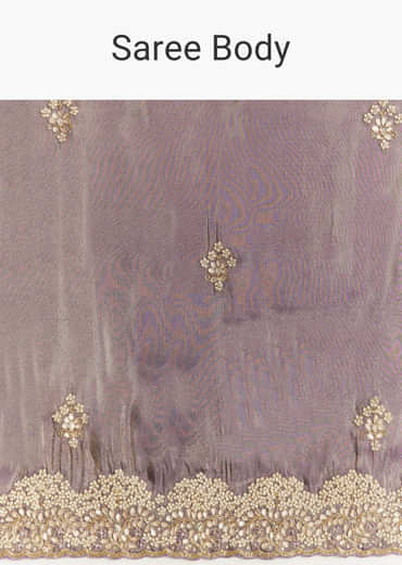 Lavender Tissue Saree With Zardosi And Gota Work