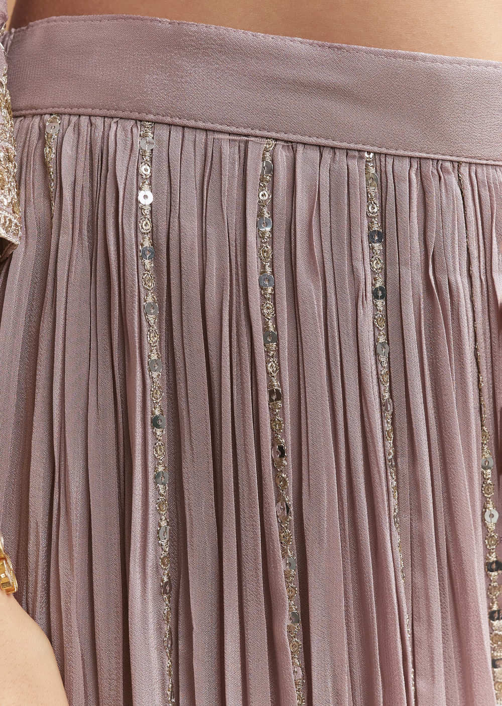 Lavender Chinon Palazzo Suit With Intricate Sequins Work