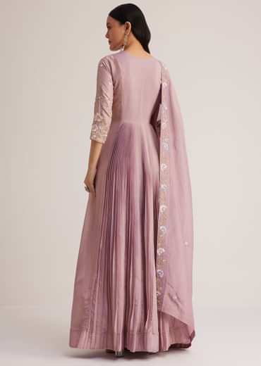 Lavender Embroidered Anarkali With Dupatta