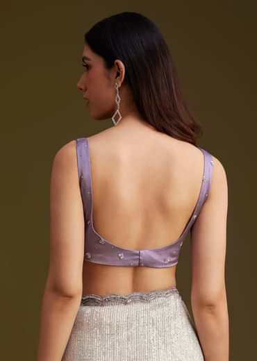 Lavender Ombre Sequins Saree With Scallop Embroidery Border