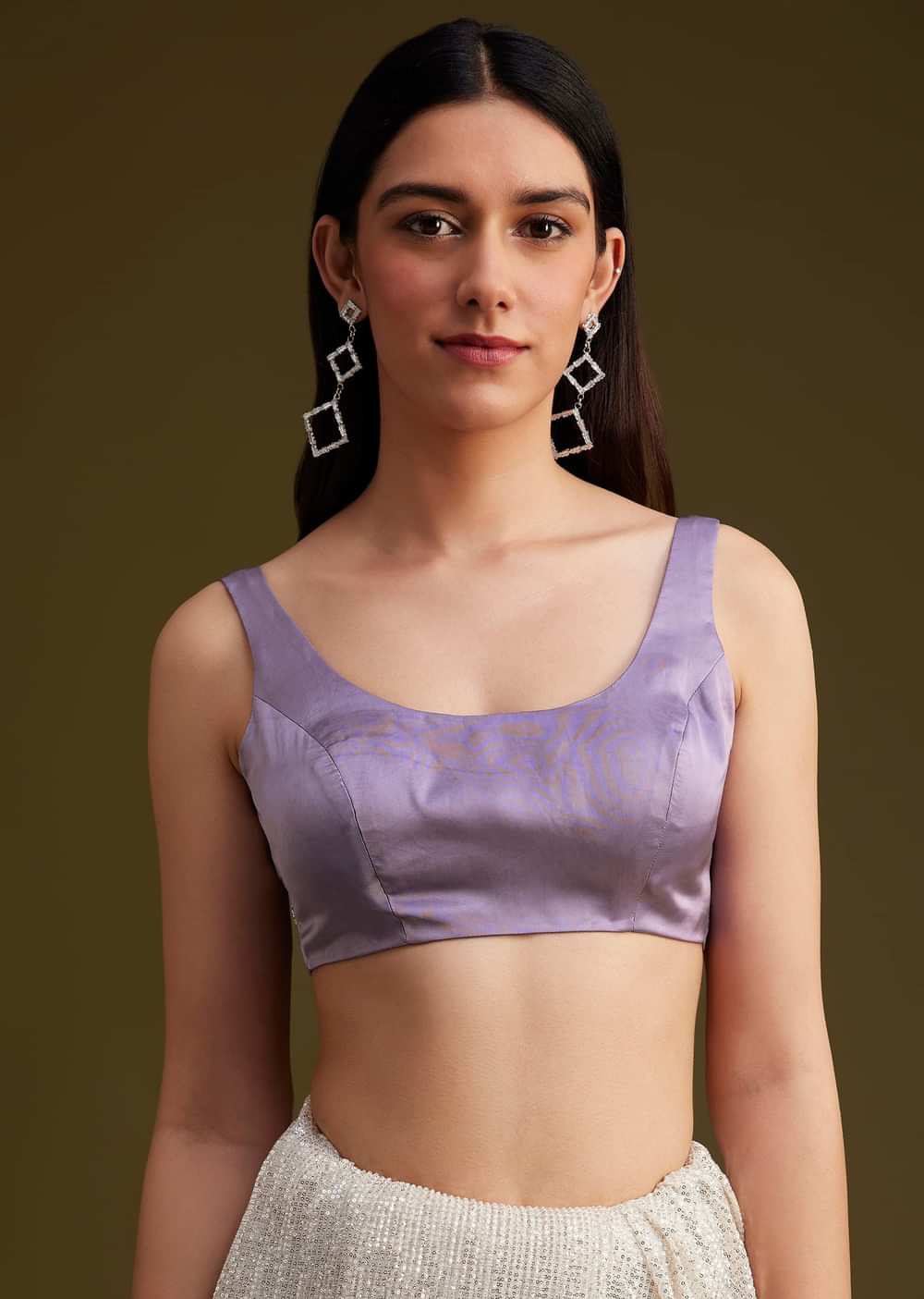 Lavender Ombre Sequins Saree With Scallop Embroidery Border