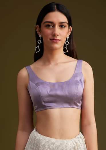 Lavender Ombre Sequins Saree With Scallop Embroidery Border