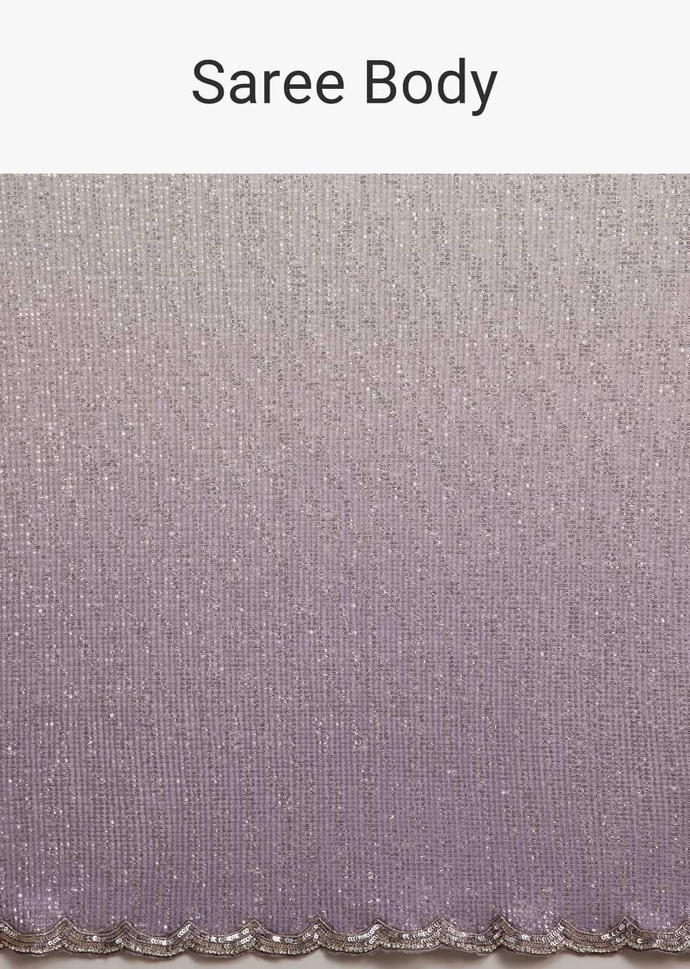 Lavender Ombre Sequins Saree With Scallop Embroidery Border