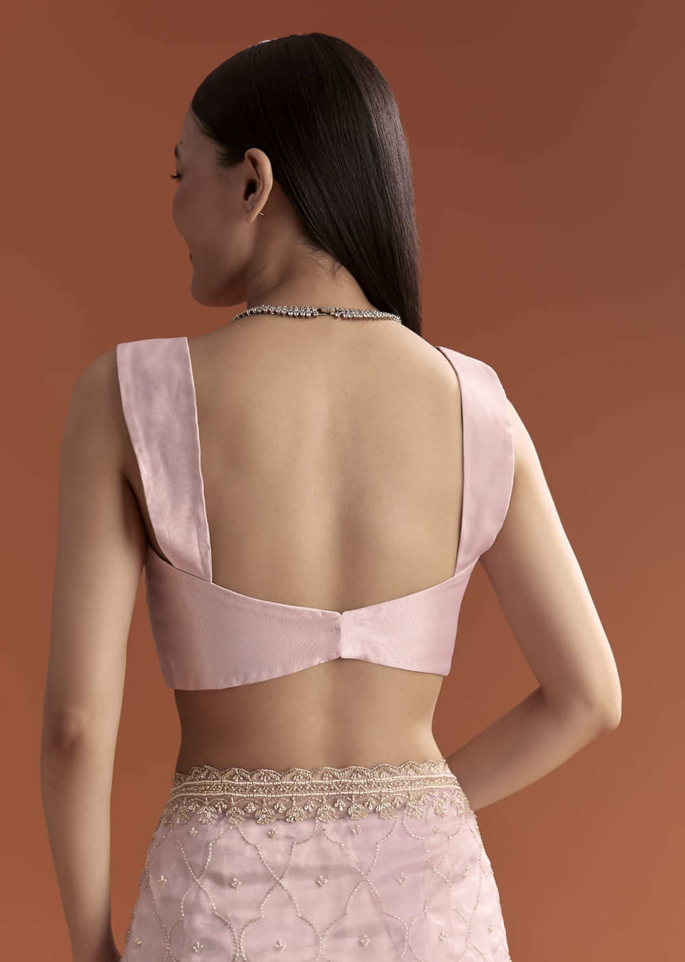 Lavender Organza Embroidered Saree With Jaal And Butti Work