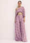 Lavender Printed Chiffon Crop Top And Palazzo