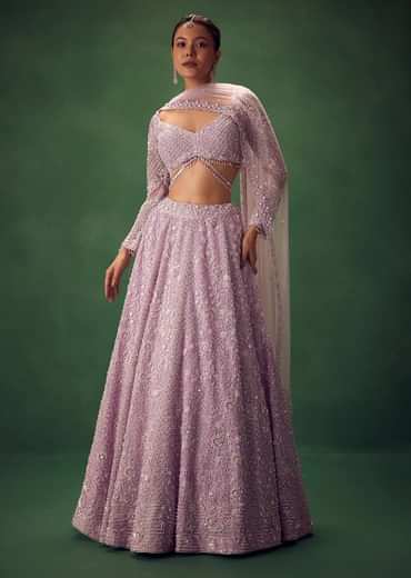 Lavender Sequin Work Lehenga Set