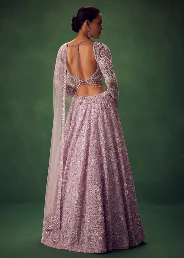 Lavender Sequin Work Lehenga Set