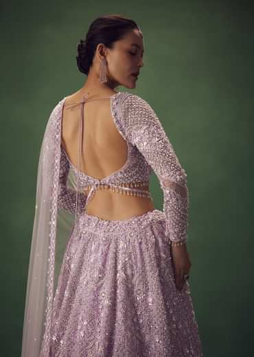 Lavender Sequin Work Lehenga Set
