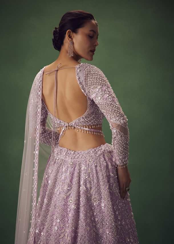 Lavender Sequin Work Lehenga Set