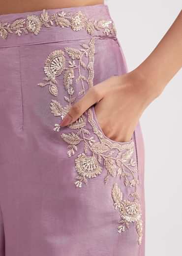 Lavender Tissue Crop Top And Palazzo Set