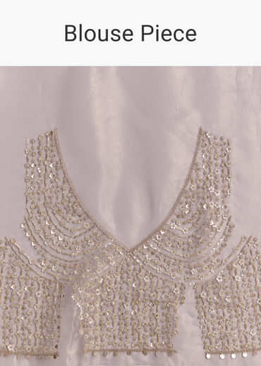 Lavender Tissue Saree With Zardosi And Sequin Embroidery