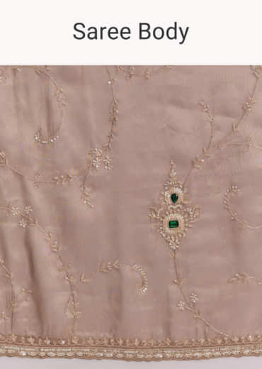 Lavender Tissue Saree With Heavy Floral Work