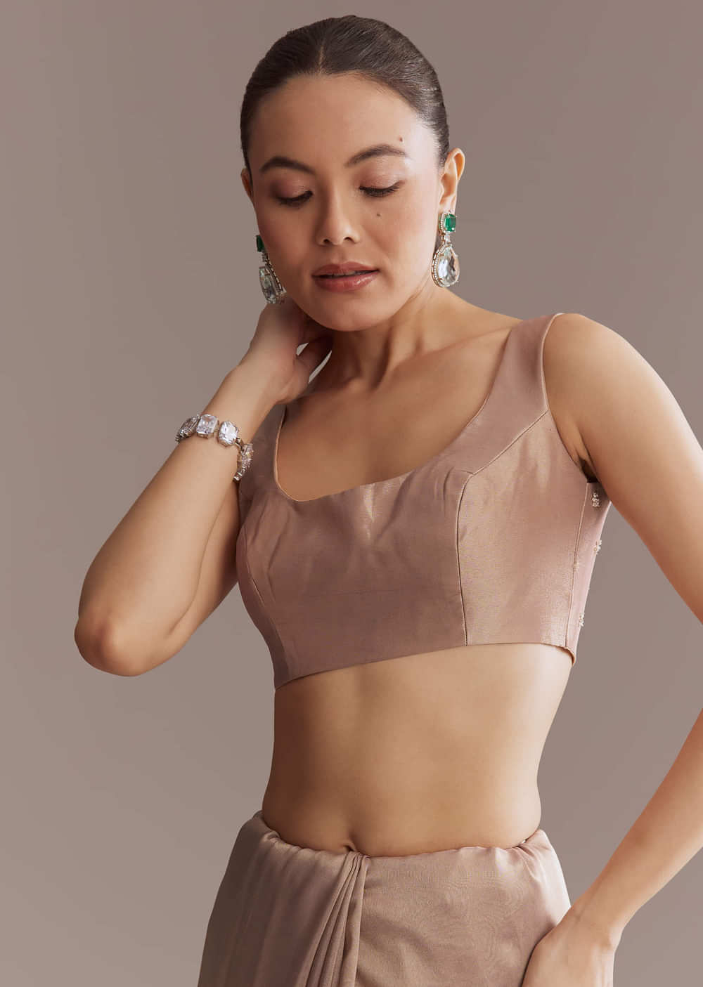 Lavender Tissue Saree With Heavy Floral Work