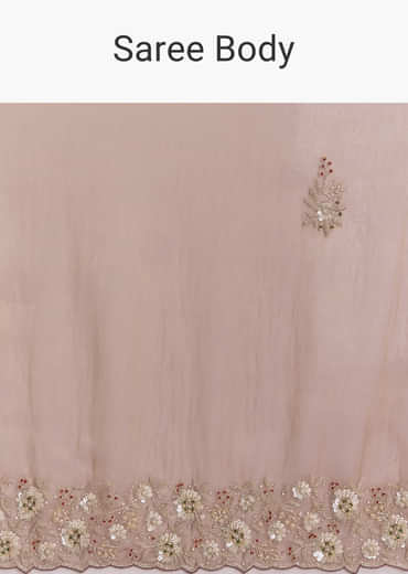 Lavender Tissue Saree With Heavy Floral Embroidery