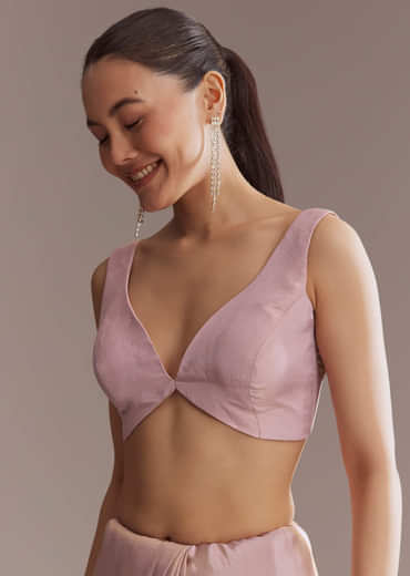 Lavender Tissue Saree With Heavy Hand Embroidery