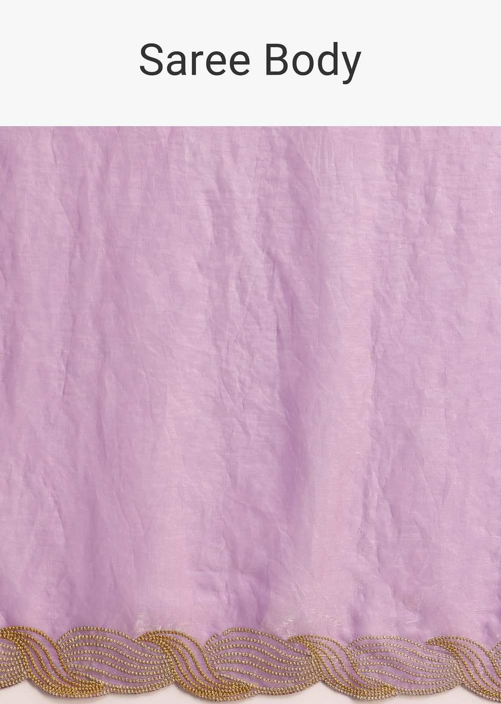 Lavender Tissue Saree With Zari Embroidered Border