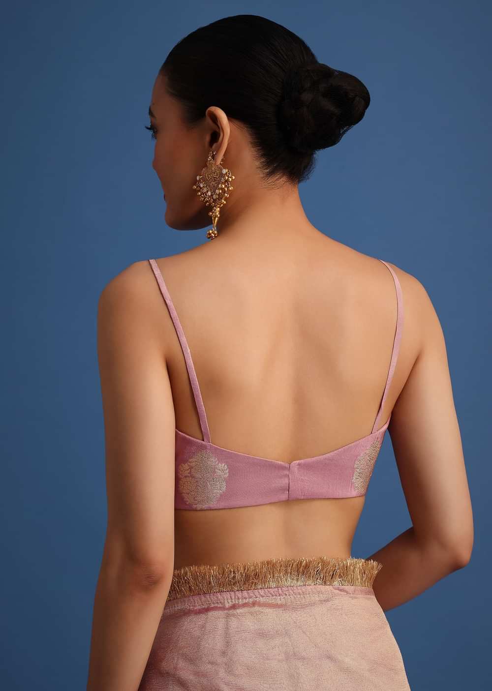 Lavender Tissue Silk Saree With Zari Frill Lace Border