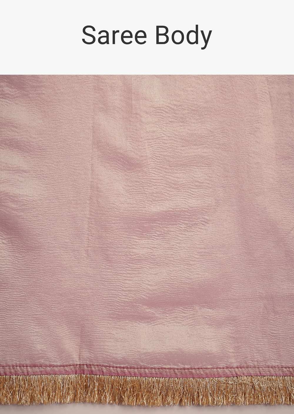 Lavender Tissue Silk Saree With Zari Frill Lace Border