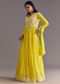 Lemon Yellow Chinon Anarkali With Moti And Sequins Embroidery