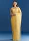 Lemon Yellow Organza Tissue Saree With Beaded Border