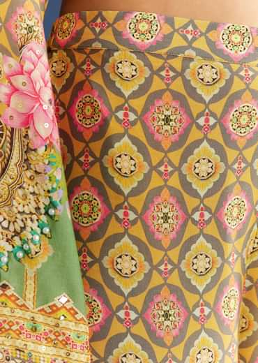 Light Aqua Green Cotton Muslin Kurta Dupatta With Printed Palazzo