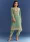 Light Aqua Green Crepe Printed Kurta Dhoti With Embroidery