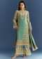 Light Aqua Green Crepe Printed Kurta Palazzo With Dupatta