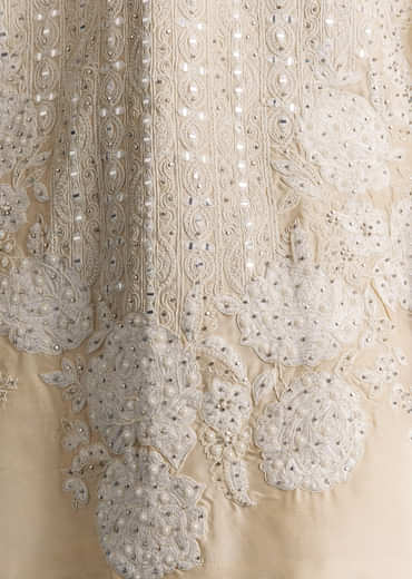 Light Beige Silk Embroidered Kurta Set