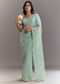 Light Blue Glass Tissue Saree With Stone Embroidery And Scallop Border