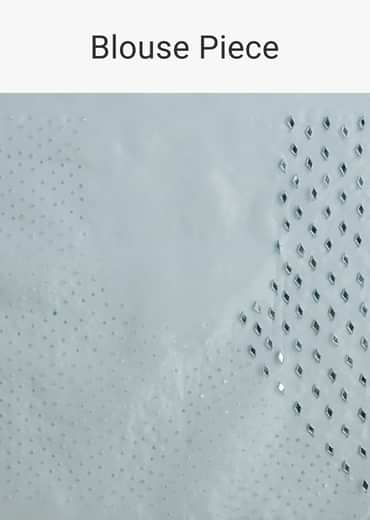 Light Blue Glossy Organza Saree With Scallop Border