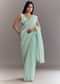 Light Blue Tissue Saree With Cutdana And Beads Embroidery And Cutwork Scallop Border