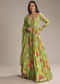 Light Green Chinon Anarkali Suit With Floral Print