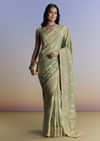 Light Green Jacquard Silk Saree With Zari Woven Embroidery
