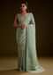Light Green Tissue Saree With Cutdana Embroidery And Scallop Border