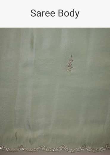 Light Green Tissue Saree With Cutdana Embroidery And Scallop Border