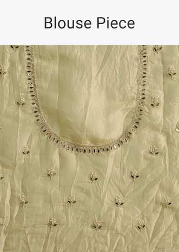 Light Green Tissue Zardosi Saree With Scallop Border