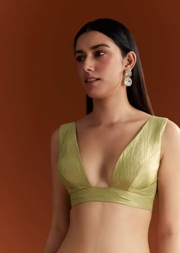 Light Green Tissue Zardosi Saree With Scallop Border