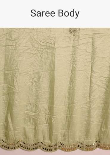 Light Green Tissue Zardosi Saree With Scallop Border