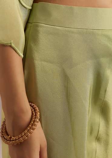 Light Green Zardosi Motif Kurta Dupatta Belt Set