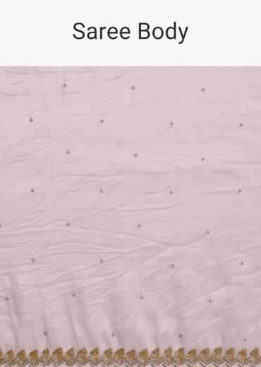 Light Lavender Tissue Saree With Cutdana Beads Embroidery And Scallop Border