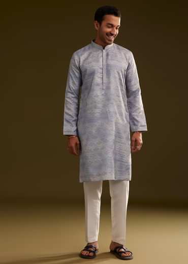 Light Lilac Silk Geometric Printed Kurta Set