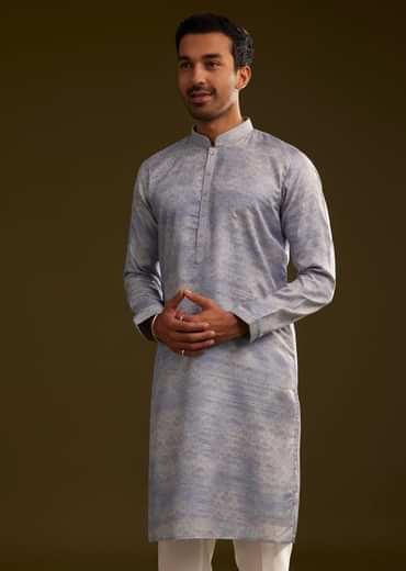 Light Lilac Silk Geometric Printed Kurta Set