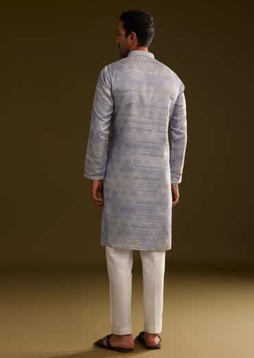 Light Lilac Silk Geometric Printed Kurta Set