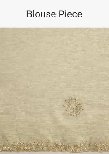 Light Pastel Green Crushed Tissue Saree With Cutdana Sequins And Beads Embroidery