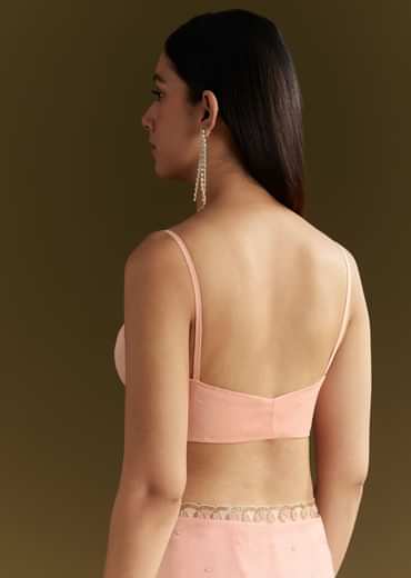 Light Peach Tissue Silk Saree With Stone Embellishments