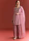 Light Pink Organza Kurta Sharara Suit With Embroidery