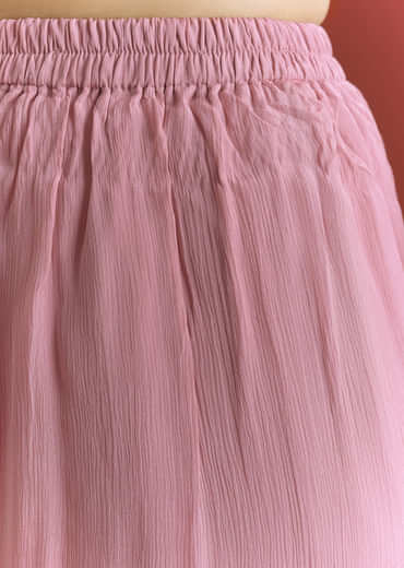 Light Pink Organza Kurta Sharara Suit With Embroidery