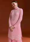 Light Pink Chinon Sharara Set With Cutdana And Sequins