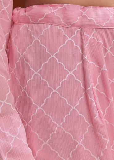 Light Pink Chinon Sharara Set With Cutdana And Sequins