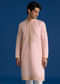 Light Pink Silk Mirror Threadwork Kurta Set